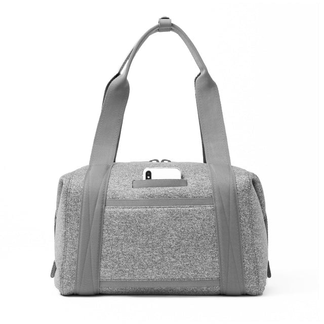 Medium Landon Carryall in grey, displaying an exterior phone pocket