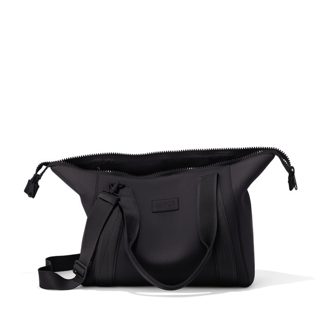 Medium Landon Carryall in black unzipped