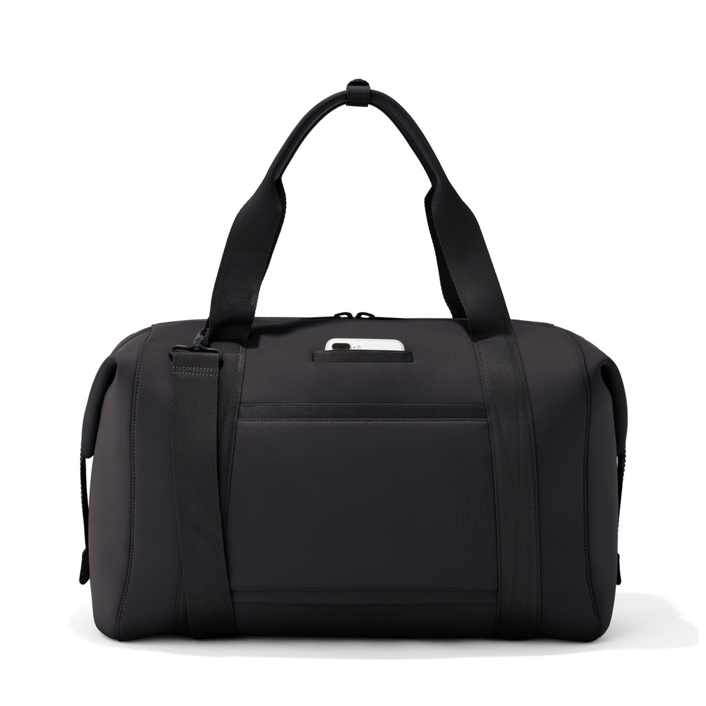 Extra Large Landon Carryall in black, displaying an exterior phone pocket