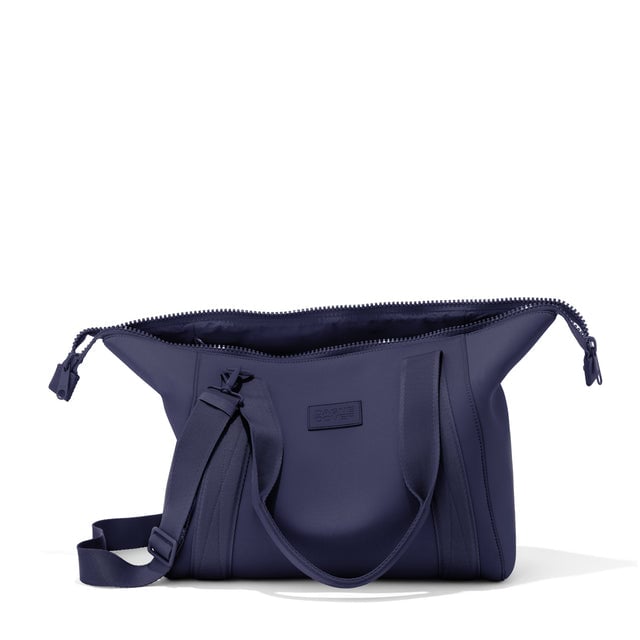 Medium Landon Carryall in  navy blue unzipped