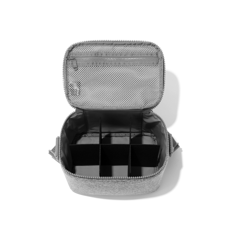 Dagne Dover large Tavi Cooler in grey opened, showing the removable divider.