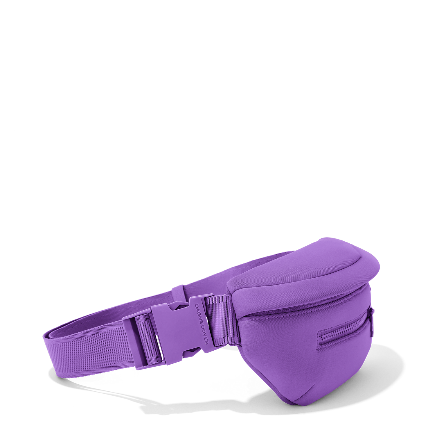 Dagne Dover Ace Fanny Pack in a bright saturated purple seen from the side.