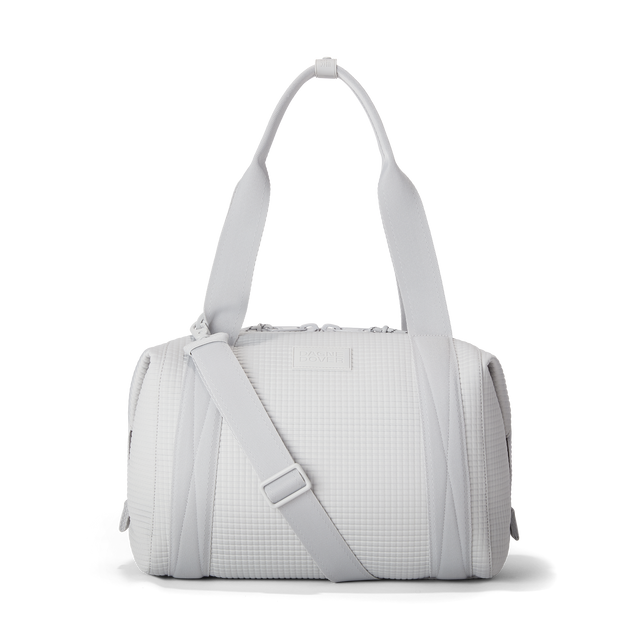 Dagne Dover Medium Landon Carryall in a muted light grey with classic waffle texture.