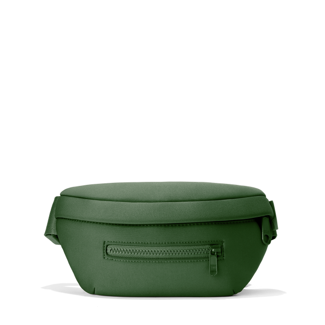 Dagne Dover ace fanny pack in a rich, classic forest green.
