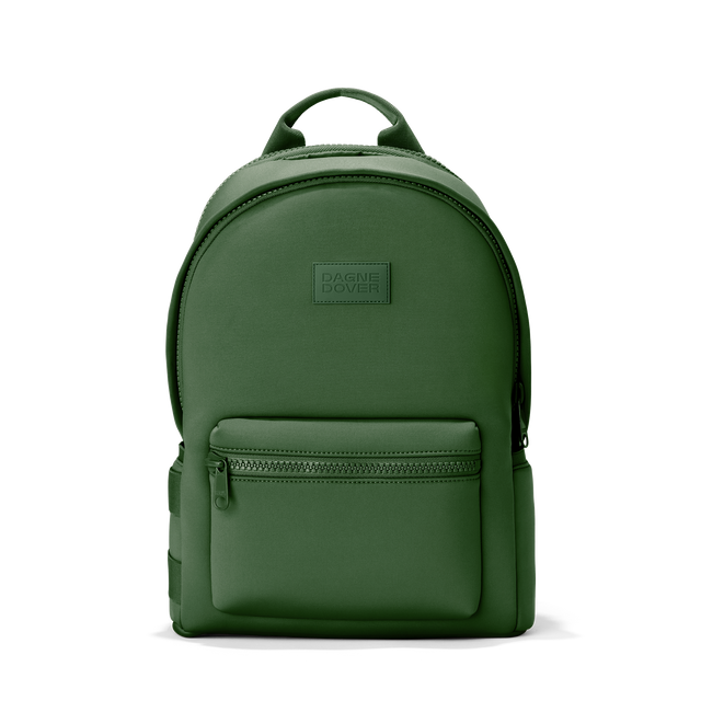 Dagne Dover large Dakota Neoprene Backpack in A rich, classic forest green.