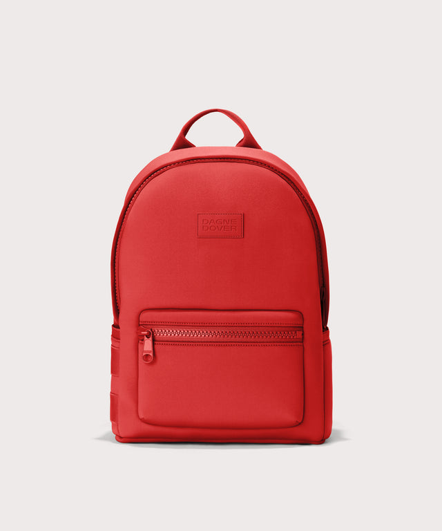 Dagne Dover Medium Dakota Backpack in a fiery, saturated red leaning toward orange.