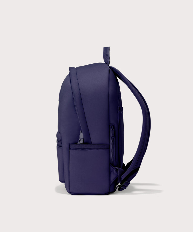 Medium Dakota in a jewel-toned, deep blue with strong purple undertones., side angle view