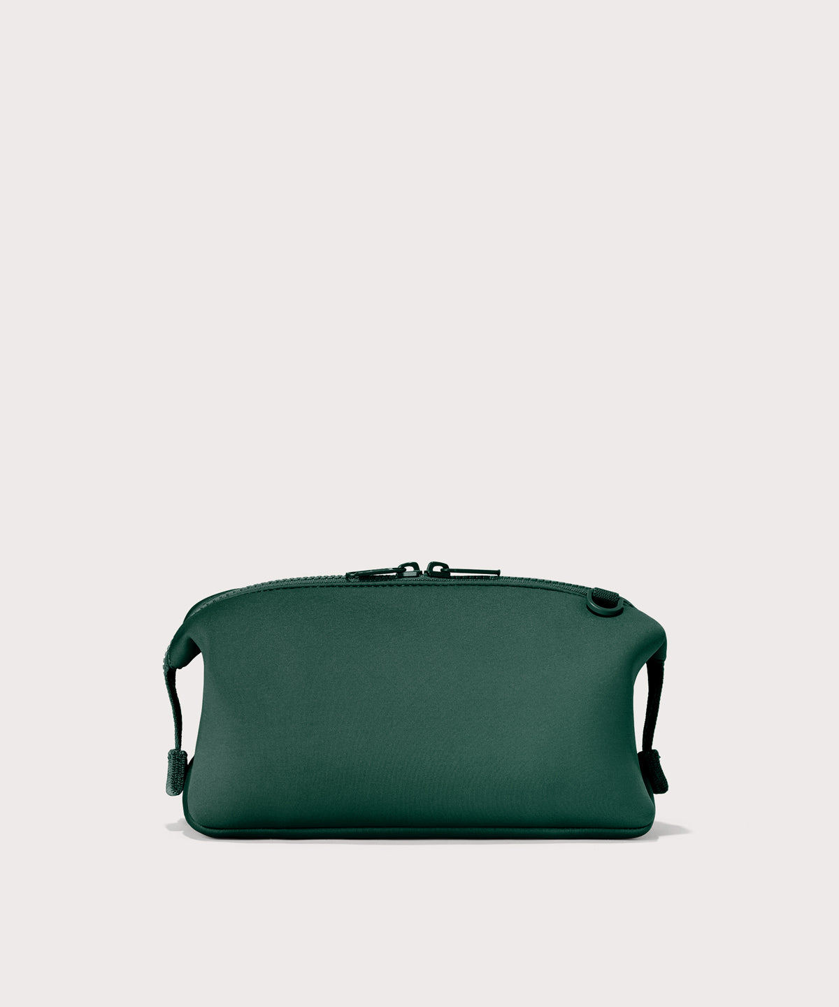 Hunter Large toiletry bag in a saturated, jewel-toned deep green with bold blue undertones Back view. 
