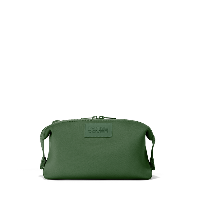 Dagne Dover Large Hunter Toiletry Bag in a rich, classic forest green.
