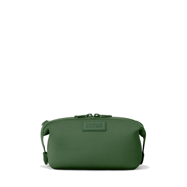Dagne Dover small Hunter Toiletry Bag in a rich, classic forest green.
