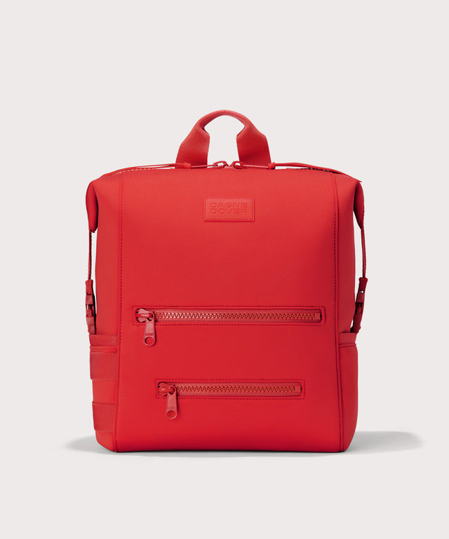 Dagne Dover Large Indi Diaper Backpack in a fiery, saturated red leaning toward orange.