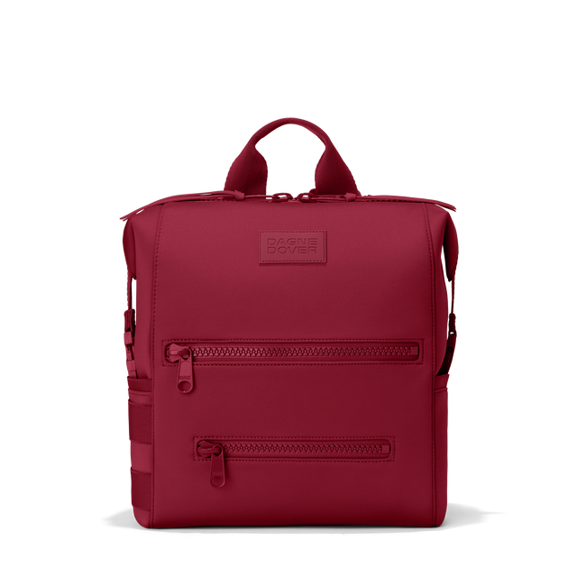 Dagne Dover Medium Indi Diaper Backpack in a punchy, saturated deep red.