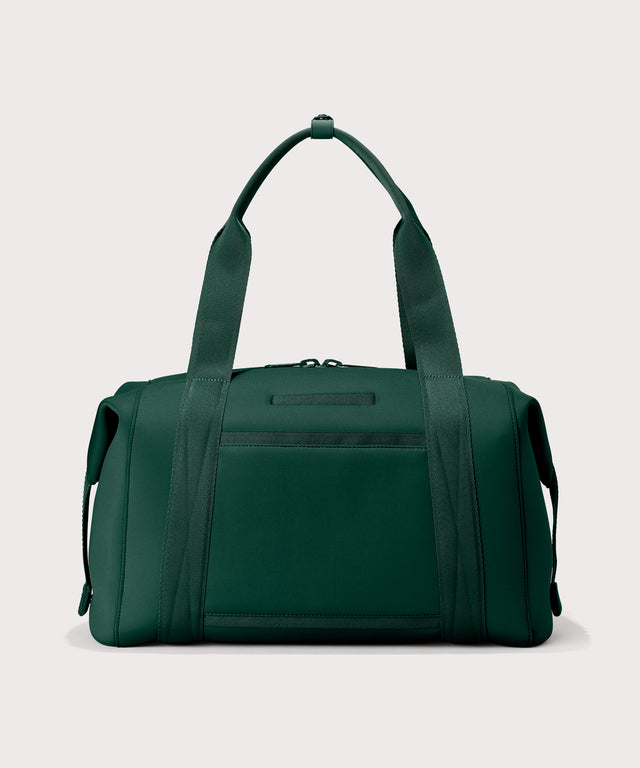 Large Landon Carryall in a saturated, jewel-toned deep green with bold blue undertones., displaying an exterior phone pocket
