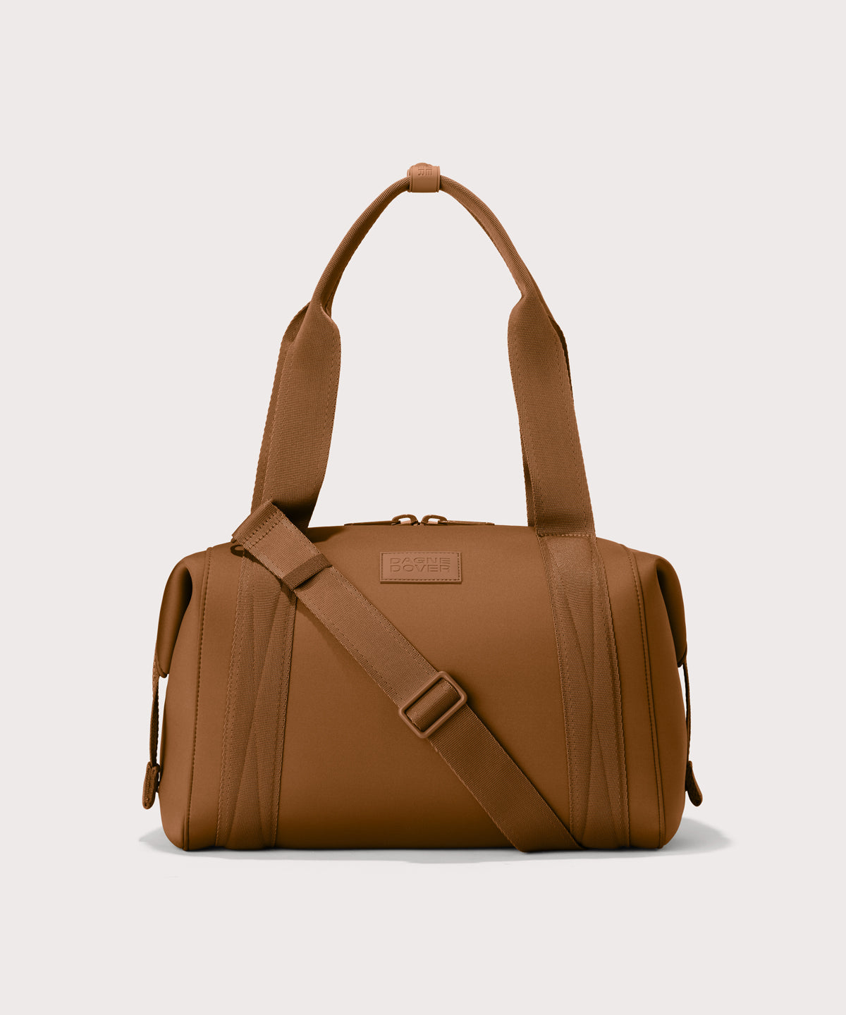 Medium Landon Carryall in a a saturated, warm medium-brown with burnt orange undertones
