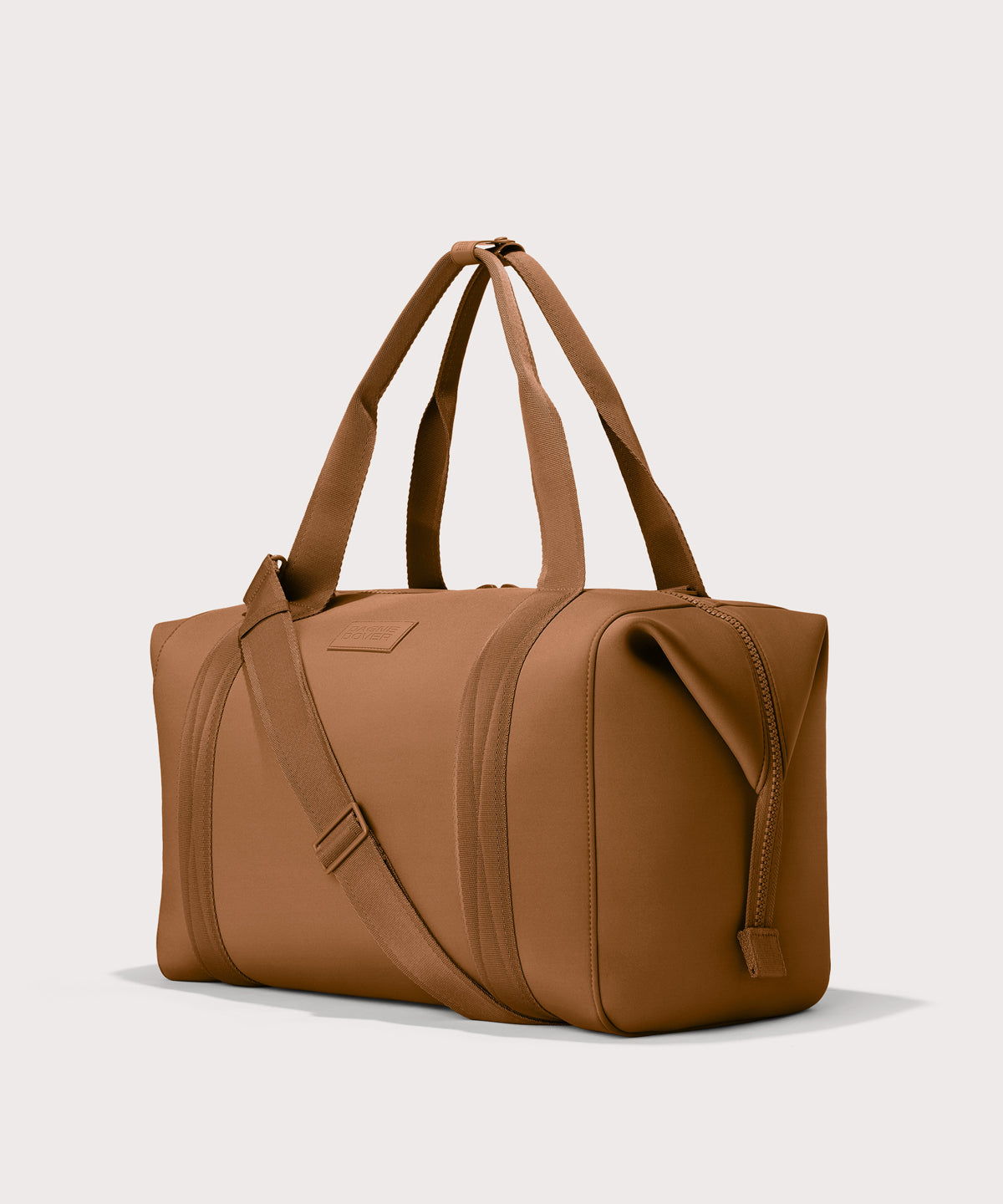 Extra Large Landon Carryall in a a saturated, warm medium-brown with burnt orange undertones, side angle view
