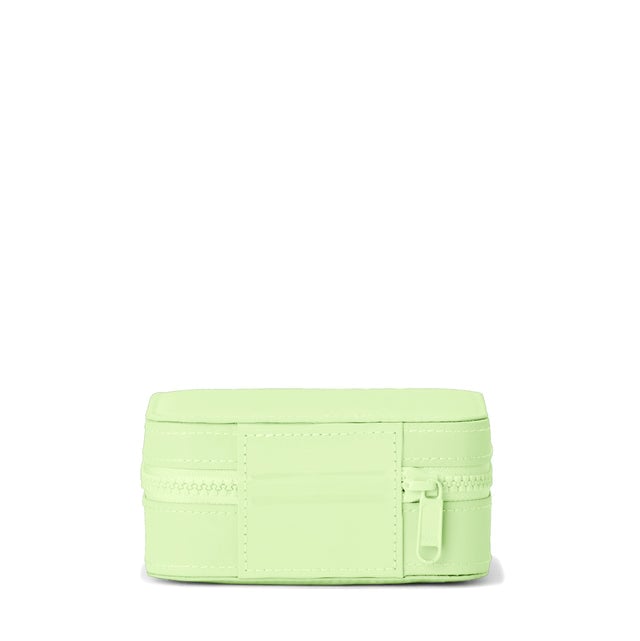 Dagne Dover Large Frankie Jewelry Case in a matcha green seen from the back.