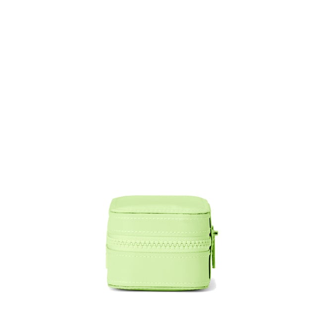 Dagne Dover Small Frankie Jewelry Case in a matcha green seen from a side.