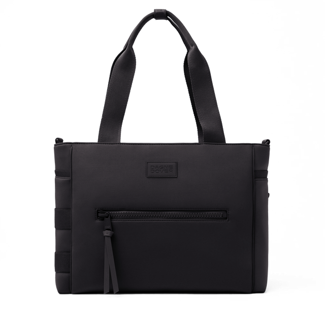 Dagne Dover large Wade Diaper Tote in black with the shoulder strap removed.