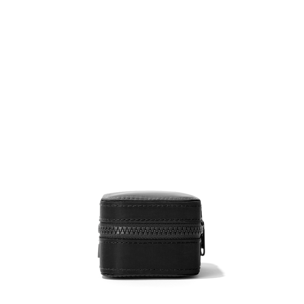 Dagne Dover Small Frankie Jewelry Case in black seen from a side.