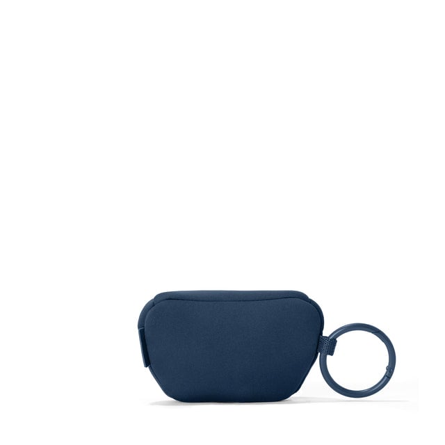 Dagne Dover Ace Keychain in a medium grey-blue with a touch of turquoise seen from the back.