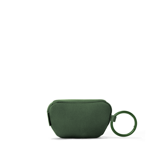 Dagne Dover Ace Keychain in a rich, classic forest green seen from the back.
