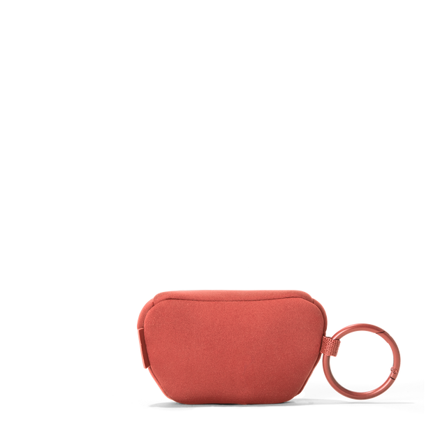 Dagne Dover Ace Keychain in a poppy, vintage wash red seen from the back.