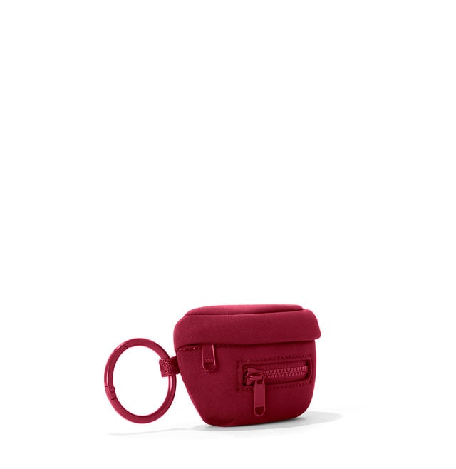 Dagne Dover Ace Keychain in a punchy, saturated deep red seen from an angle.