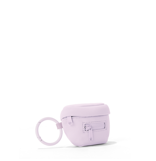 Dagne Dover Ace Keychain in a soft purple with grey undertones seen from an angle.
