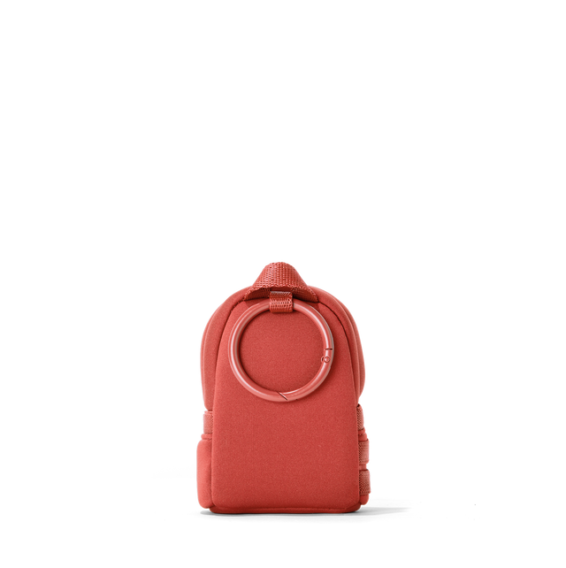 Dagne Dover Dakota Keychain in a poppy, vintage wash red seen from the back.

