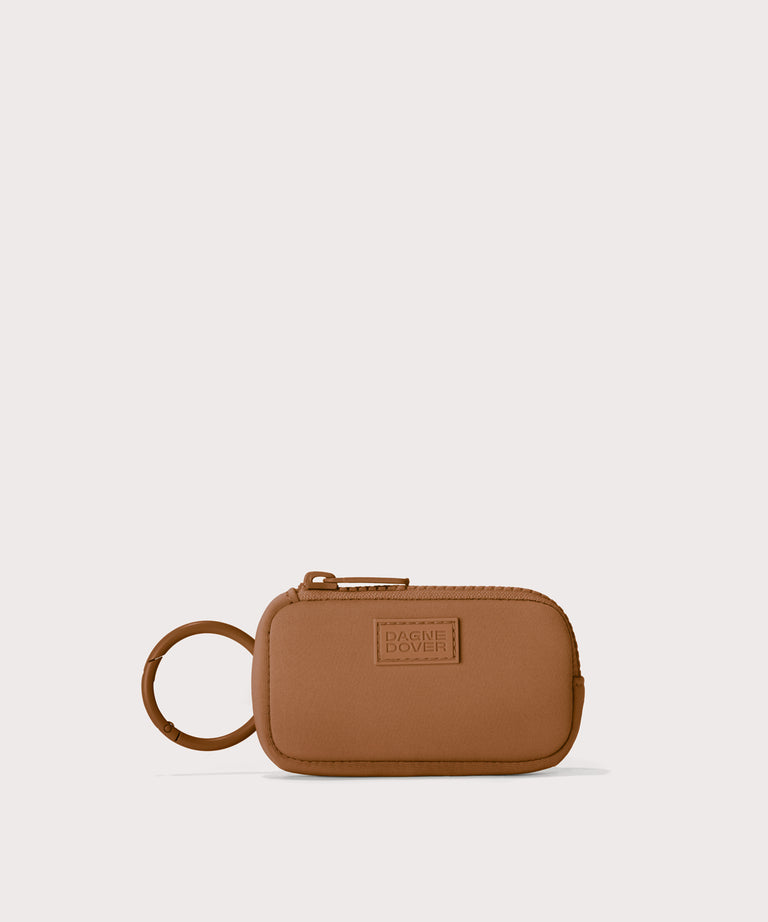 Mara Keychain in a saturated, warm medium-brown with burnt orange undertones. 
