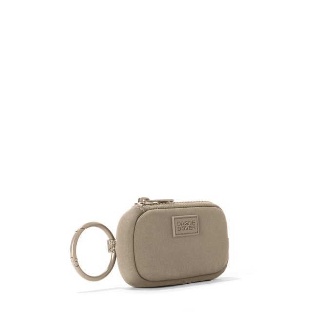 Dagne Dover Mara Keychain in a medium-dark, creamy tan seen from an angle.