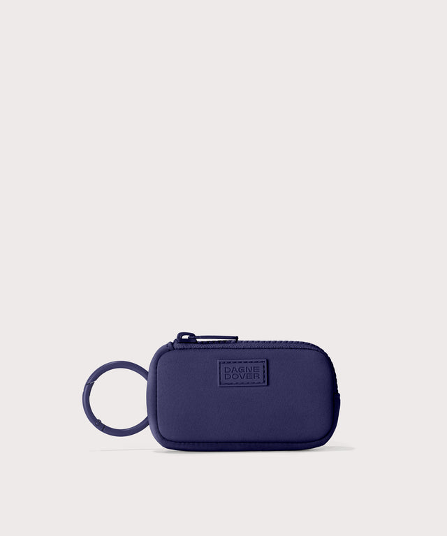 Mara Keychain in a jewel-toned, deep blue with strong purple undertones. 