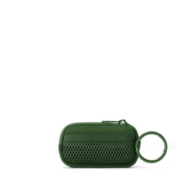 Dagne Dover Mara Keychain in a rich, classic forest green seen from the back.
