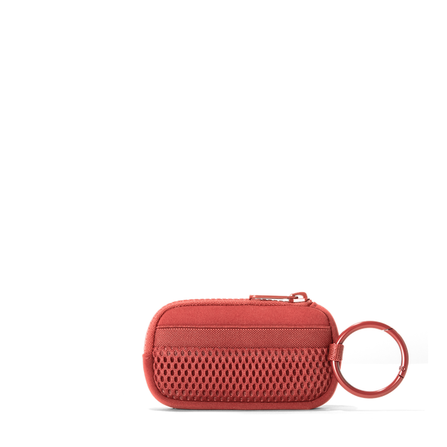 Dagne Dover Mara Keychain in a poppy, vintage wash red seen from the back.