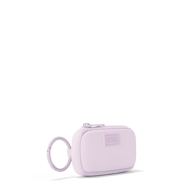 Dagne Dover Mara Keychain in a soft purple with grey undertones seen from an angle.
