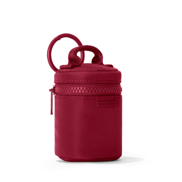 Dagne Dover Mila Keychain in a punchy, saturated deep red seen from an angle.