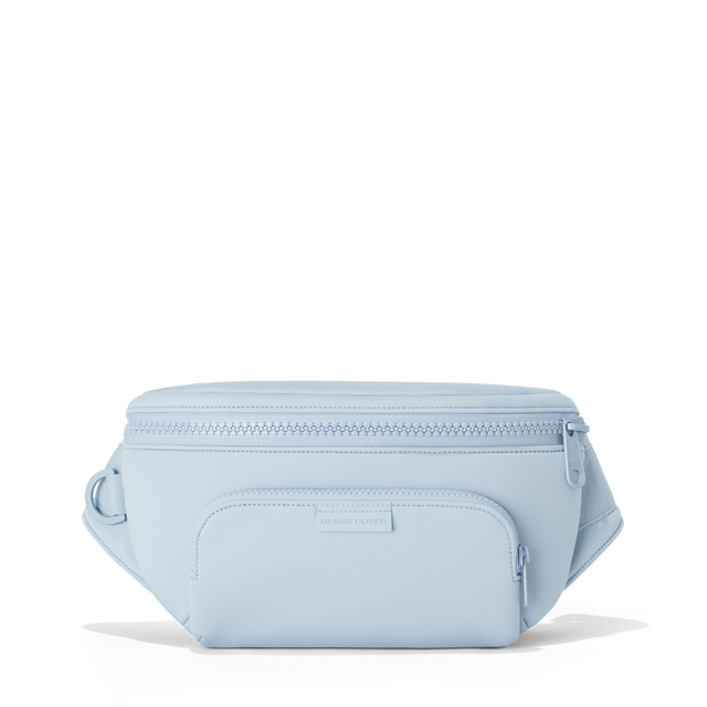 Dagne Dover jax large fanny pack in an airy, lighter sky blue.
