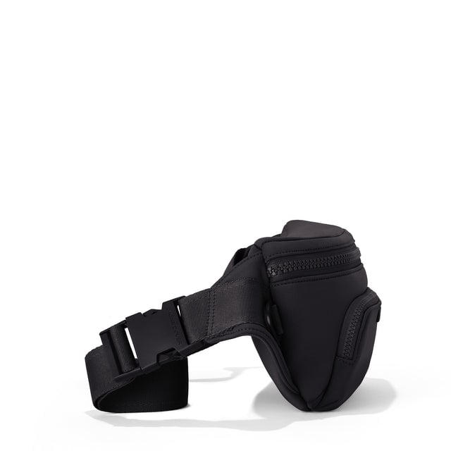 Dagne Dover Jax Large Fanny Pack in Onyx, side angle.