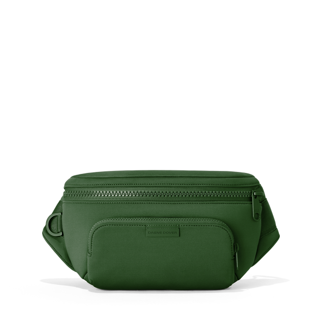 Dagne Dover jax large fanny pack in a rich, classic forest green.
