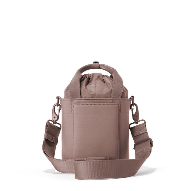 Dagne Dover Nico Bucket Bag in Dune, back angle.