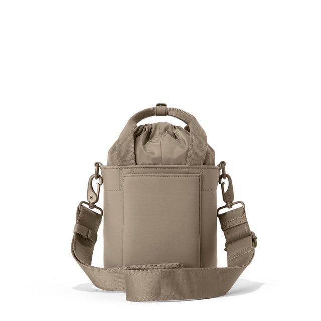 Dagne Dover Nico Bucket Bag in Khaki, back angle.