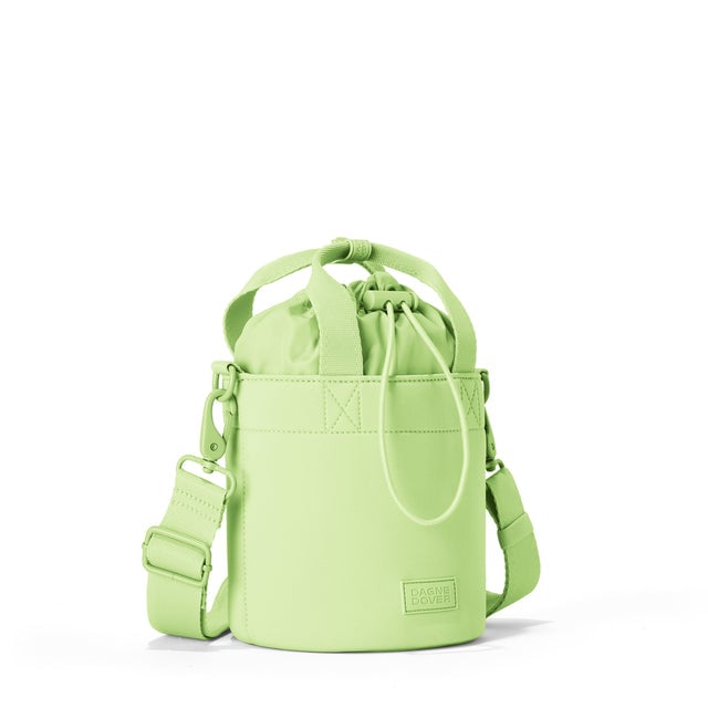 Dagne Dover Nico Bucket Bag in Matcha Latte, side angle.