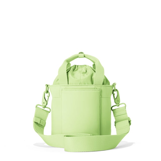 Dagne Dover Nico Bucket Bag in Matcha Latte, back angle.