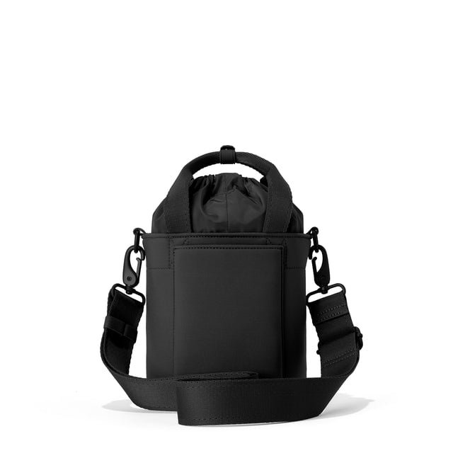 Dagne Dover Nico Bucket Bag in Onyx, back angle.