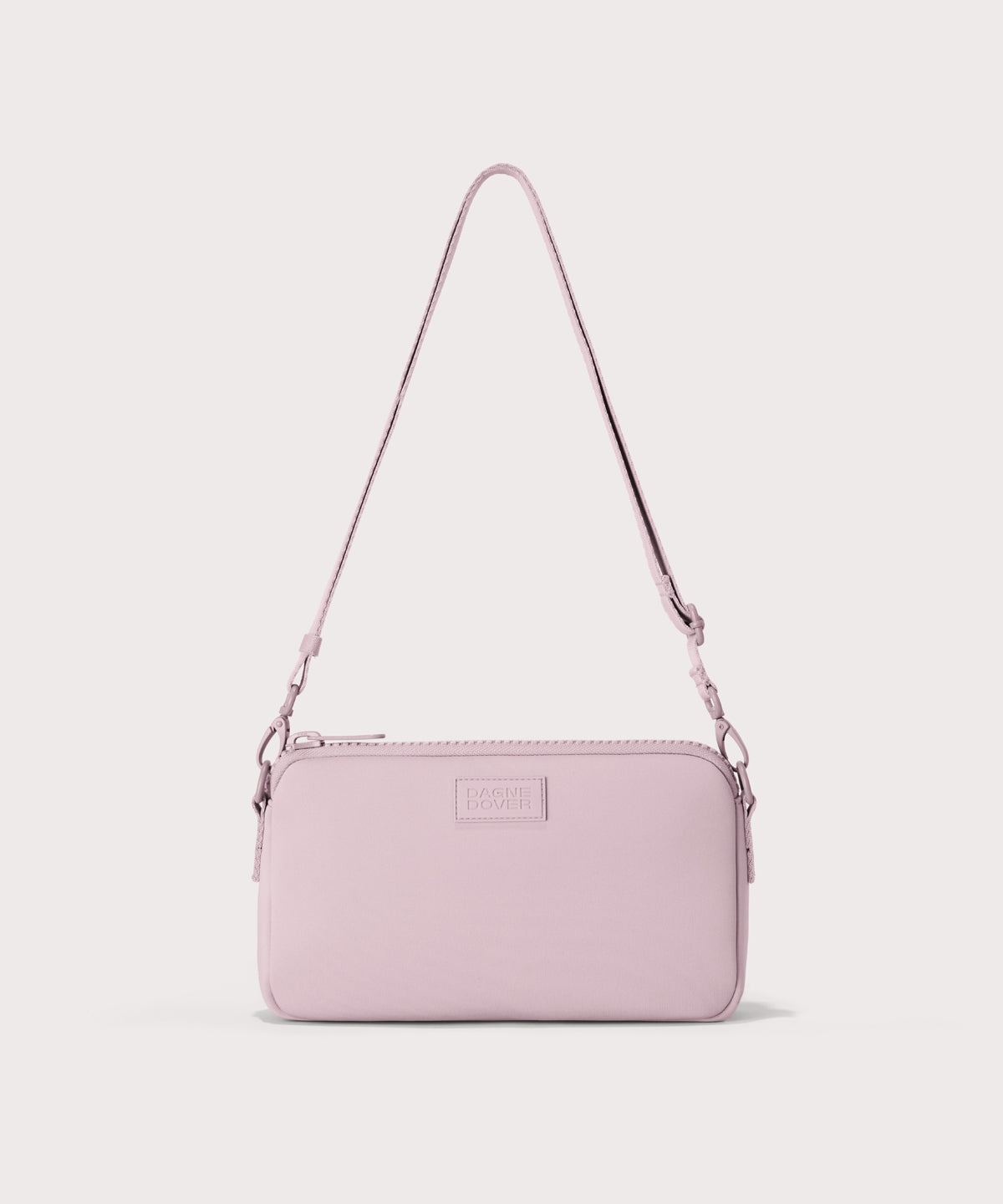Nora shoulder bag in a cool, powdery pink with soft grey undertones.
