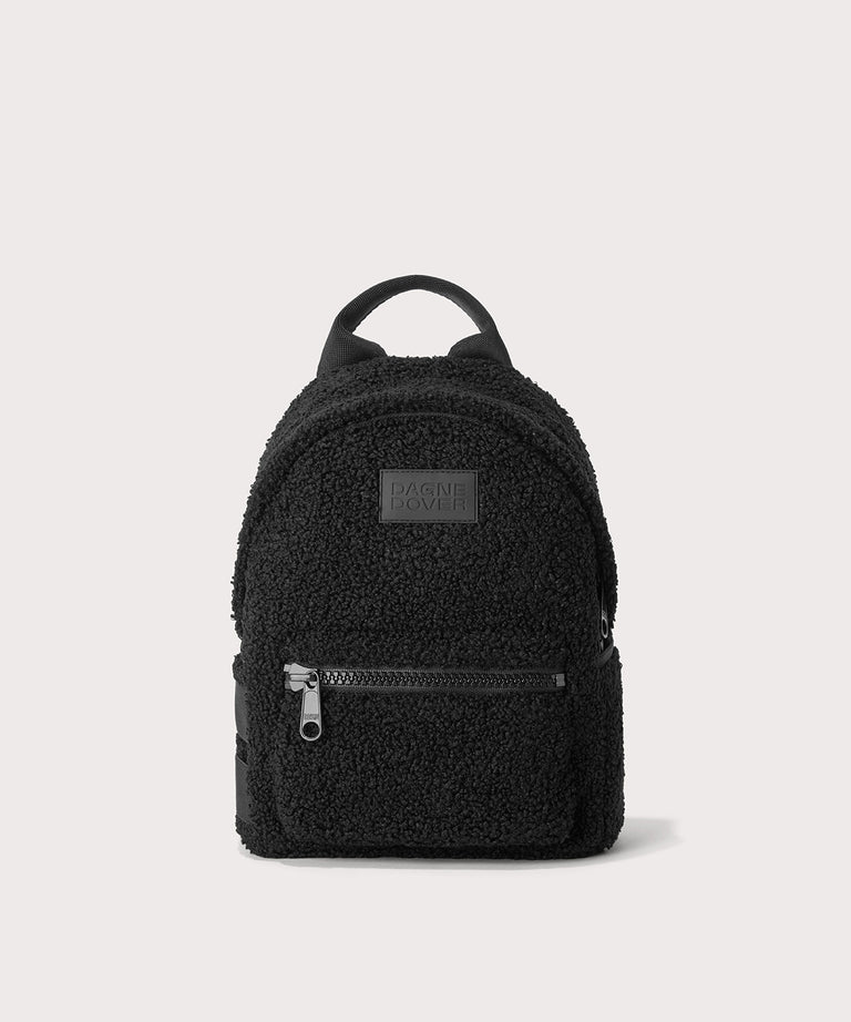 Dakota Small backpack pack in a black In a  Faux Shearling  a soft, wool-like plush made with recycled materials