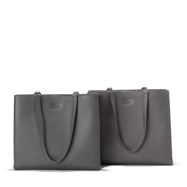Dagne Dover medium and large Allyn Totes in medium grey.