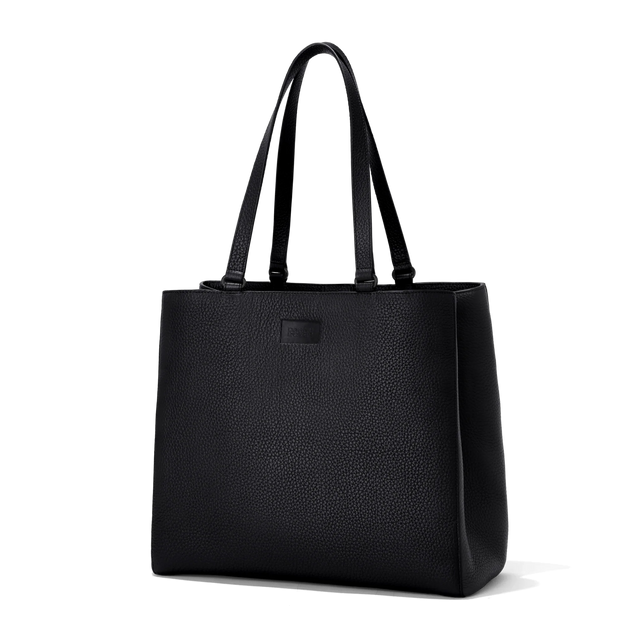 Dagne Dover large Allyn Tote in black seen from an angle.