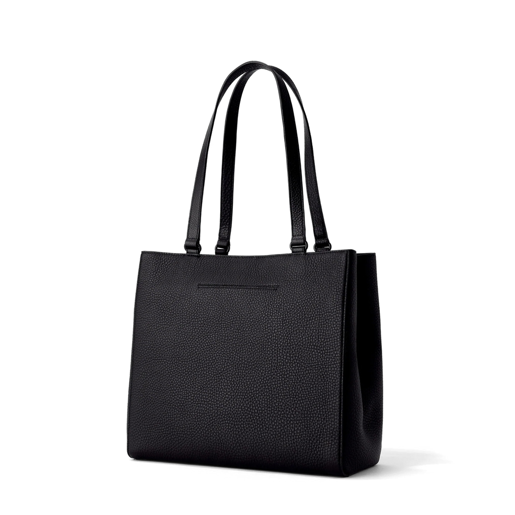 Medium black leather Pocket tote bag