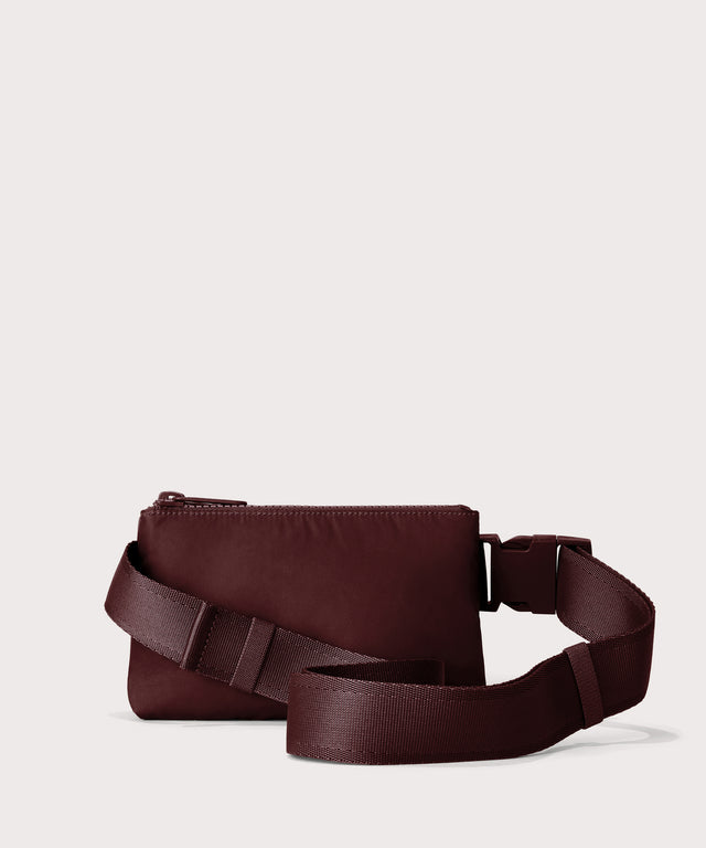 Dagne Dover Bennie Sling in a deep brown with purple undertones seen from the back.